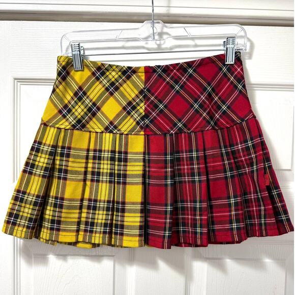 Tripp nyc Dresses & Skirts - Tripp NYC Daang Goodman Split Plaid Mini Skirt Red Yellow Goth Punk Size Small